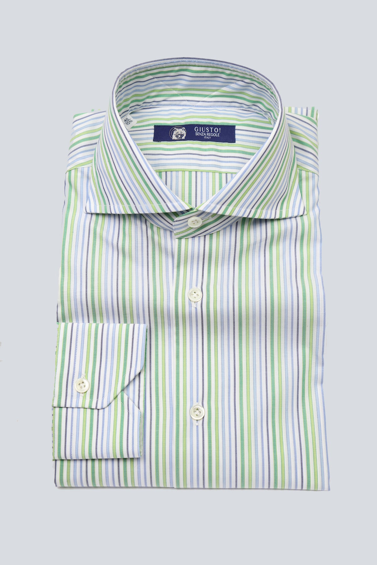Sea Foam Green, Beau Blue and White Multi-Striped Shirt