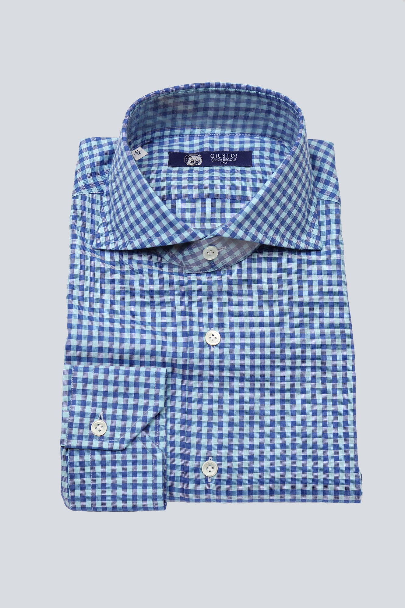 Cyan Cobalt and Crystal Blue Checkered Shirt