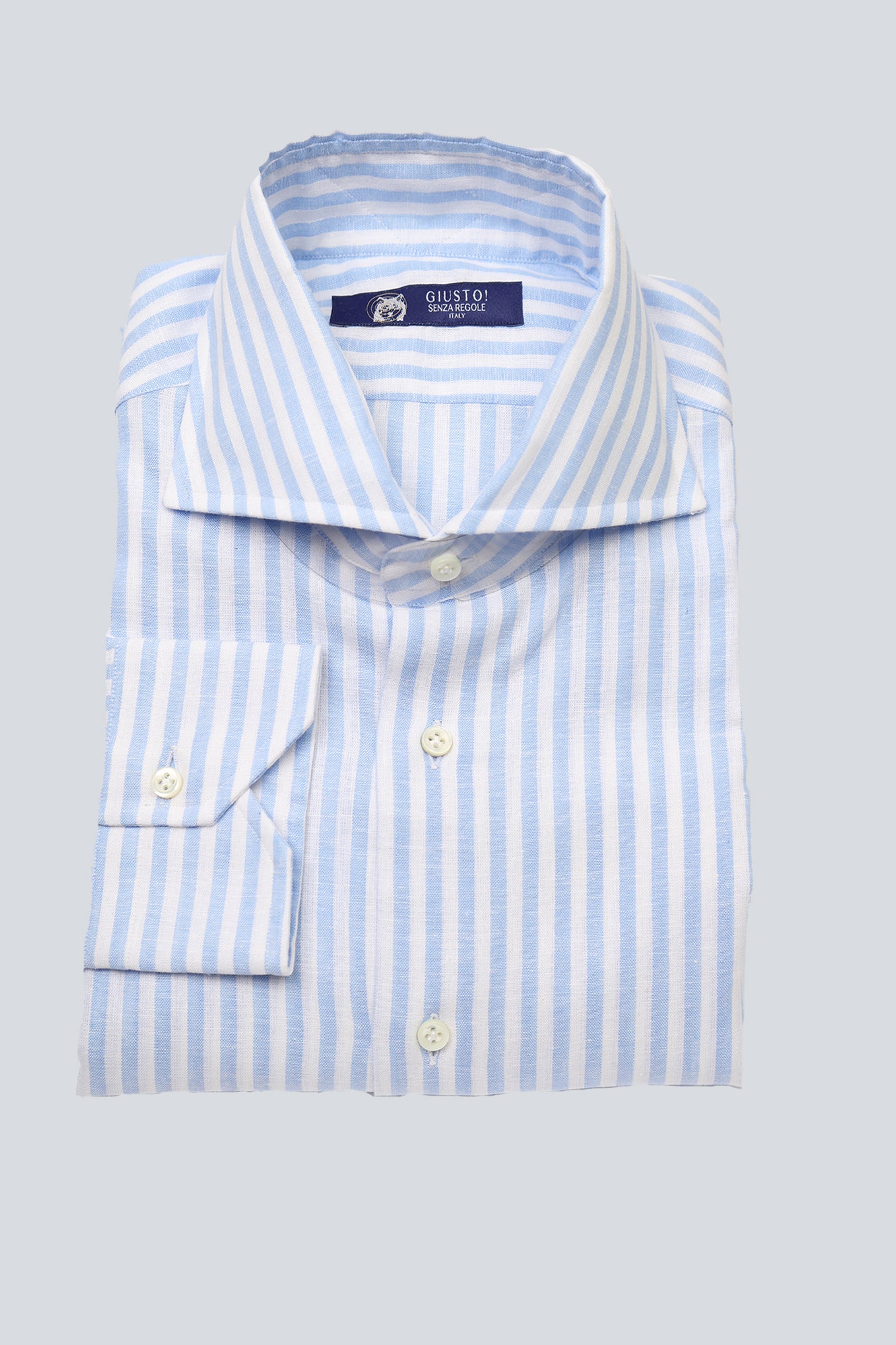 White and Blue Striped Chambray Shirt