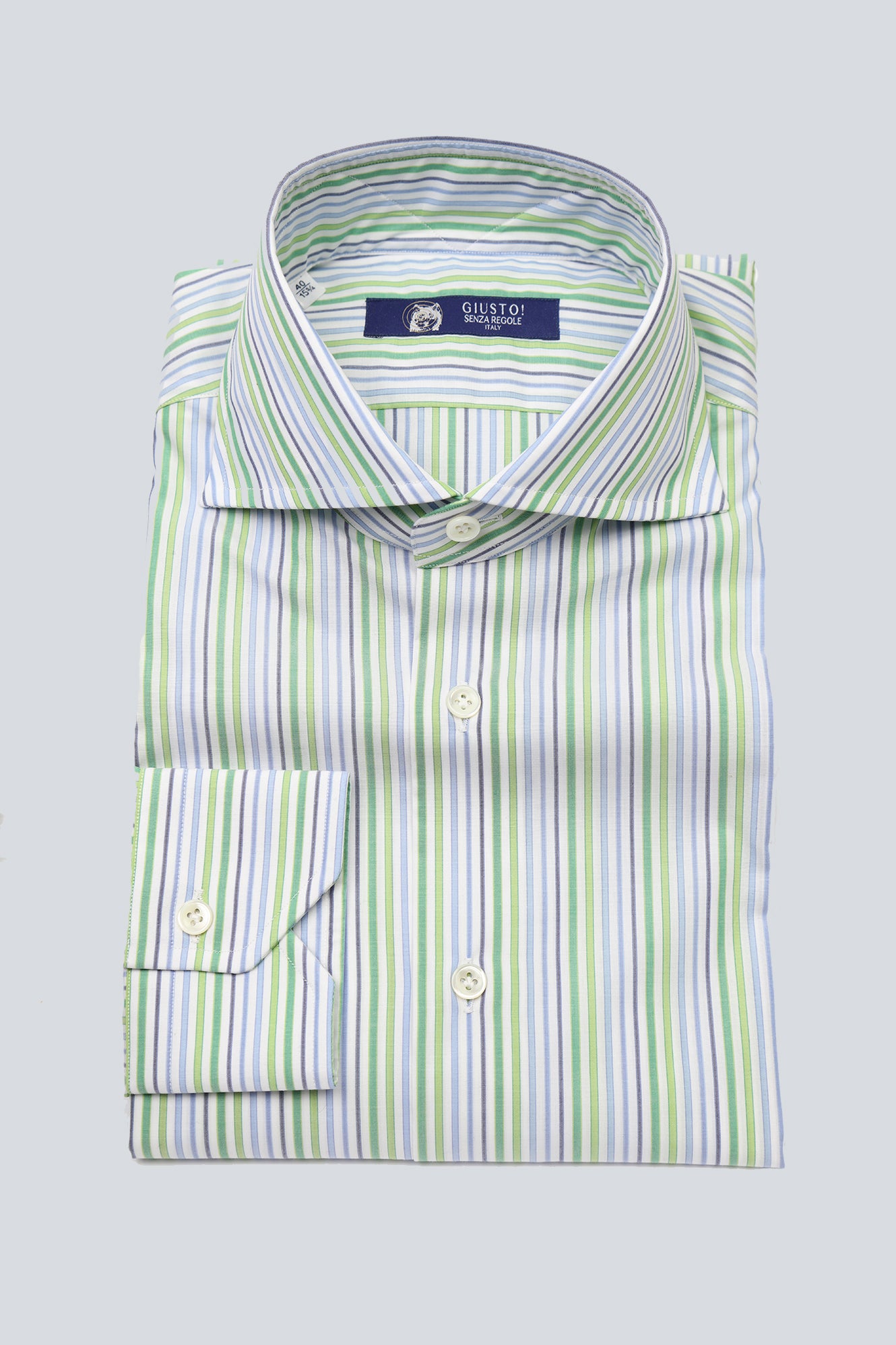 Sea Foam Green, Beau Blue and White Multi-Striped Shirt