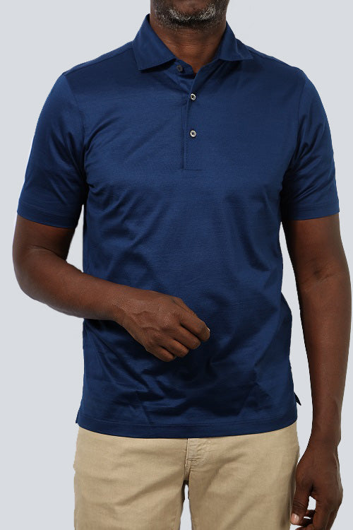 Blue Three-Button Polo