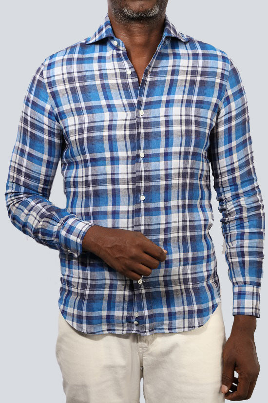 Italian Linen Plaid Shirt